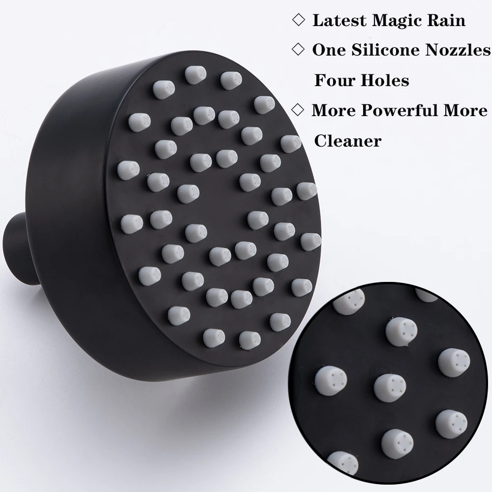 Bathroom Solid Stainless Steel High Pressure Small Matte Black Rain Shower Head Wall Mounted Adjustable Bath Top Spray Shower