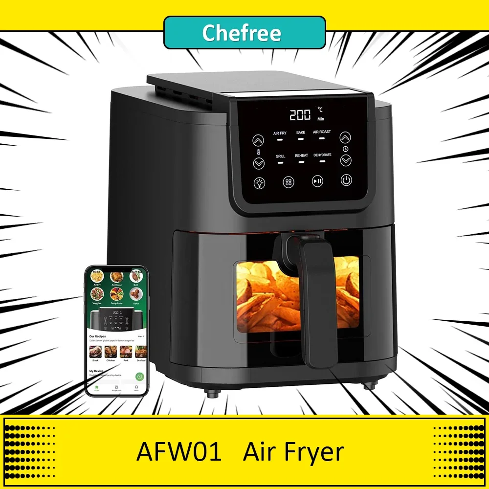 Chefree AFW01 Air Fryer and Toaster，5L 1500W Large Capacity Smart  6-in-1, Automatic Household ,LED Touchscreen,Deep Fryer