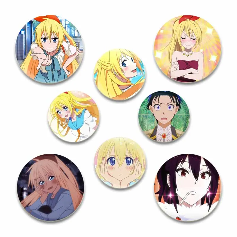 44/58/32mm Anime Nisekoi Creative DIY Badge Tinplate Plastic Pin Button Brooch for Backpack Decoration Accessories Jewelry Gifts