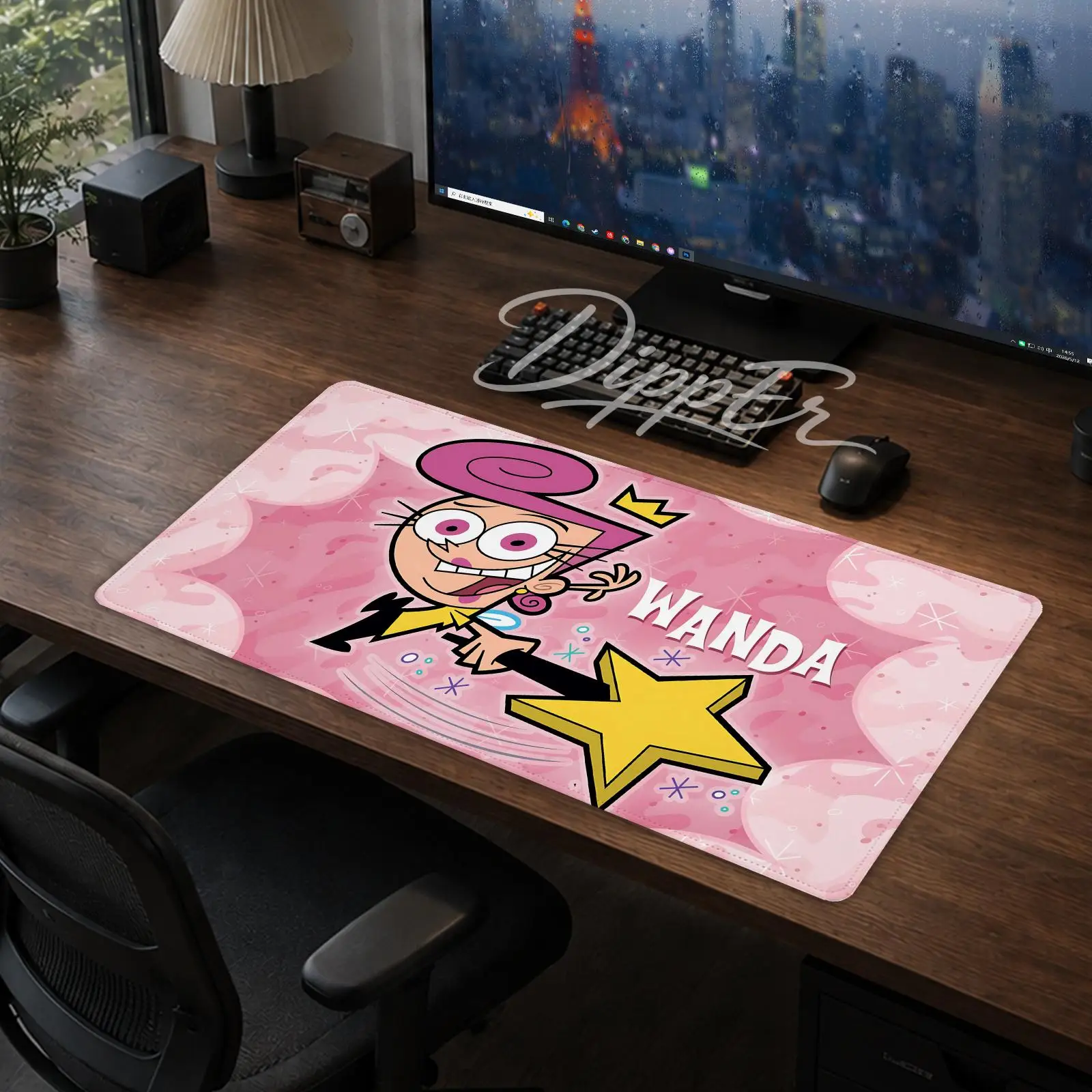 A-The Fairly Oddparents Mouse Pad Office Large Desk Mat Gaming Mousepad Rubber Bottom Non-Slip Cushion 900X400