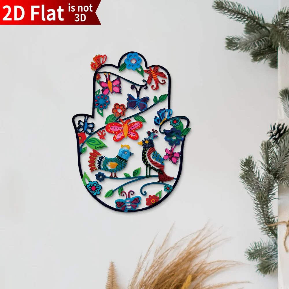 CIFBUY Wrought Iron Wall Art Hamsa Hand Evil Eye Waterproof For Home Office Jewish Style Lucky Protection Decor Sign