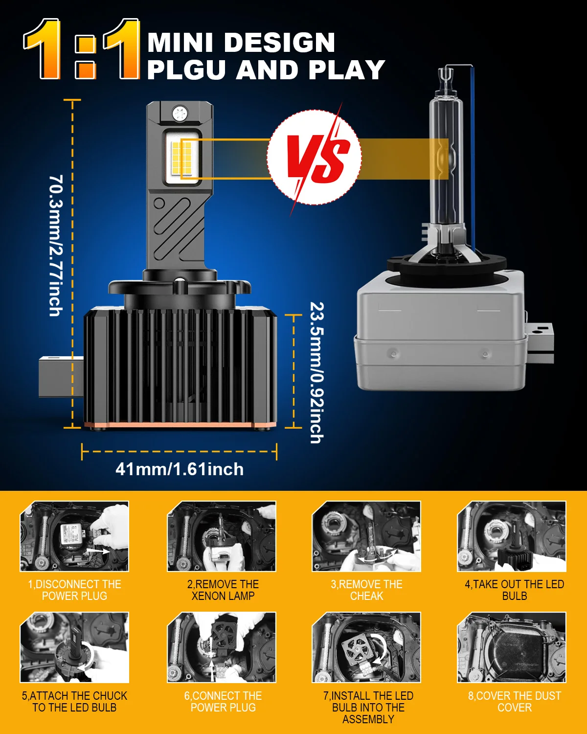 KATUR 2 قطعة D1S D1R D3S D3R Led سيارة العلوي لمبة HID استبدال 40000Lm قوية توربو ديود GC-5490 رقائق خطأ مجاني #3