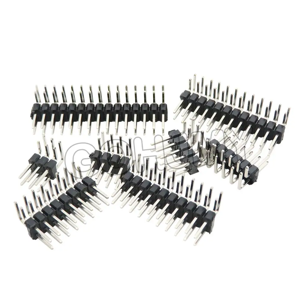 10PCS 2.54mm Double Row Right angle Male Breakaway PCB Board Pin Header Connector Pinheader 2x3/4/5/6/8/10/12/15/40 2.54 spacing