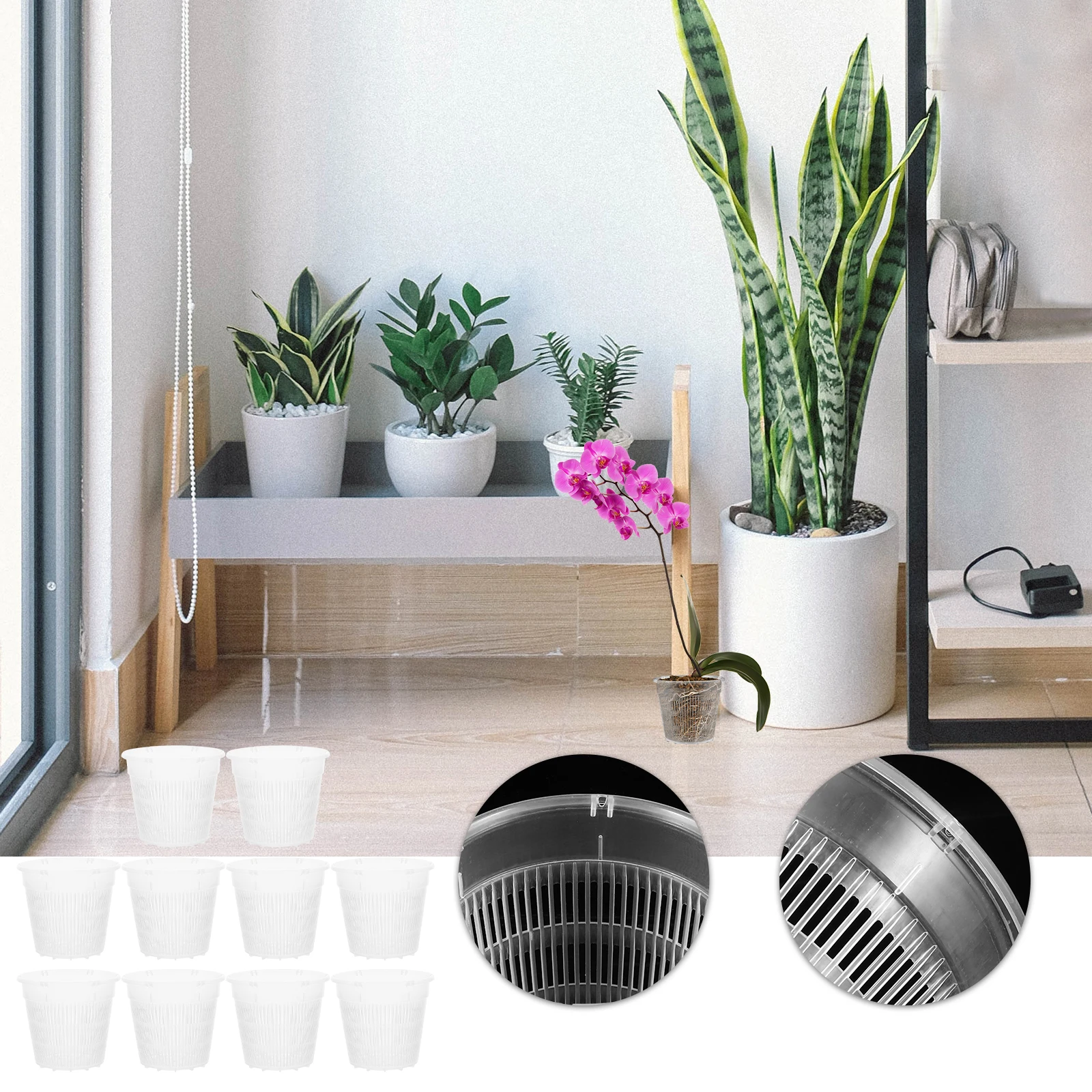 

10pcs Plastic Flowerpots Orchid Planting Pots Simple Bonsai Nursery Garden Indoor Balcony Decorative Pot For Home Office