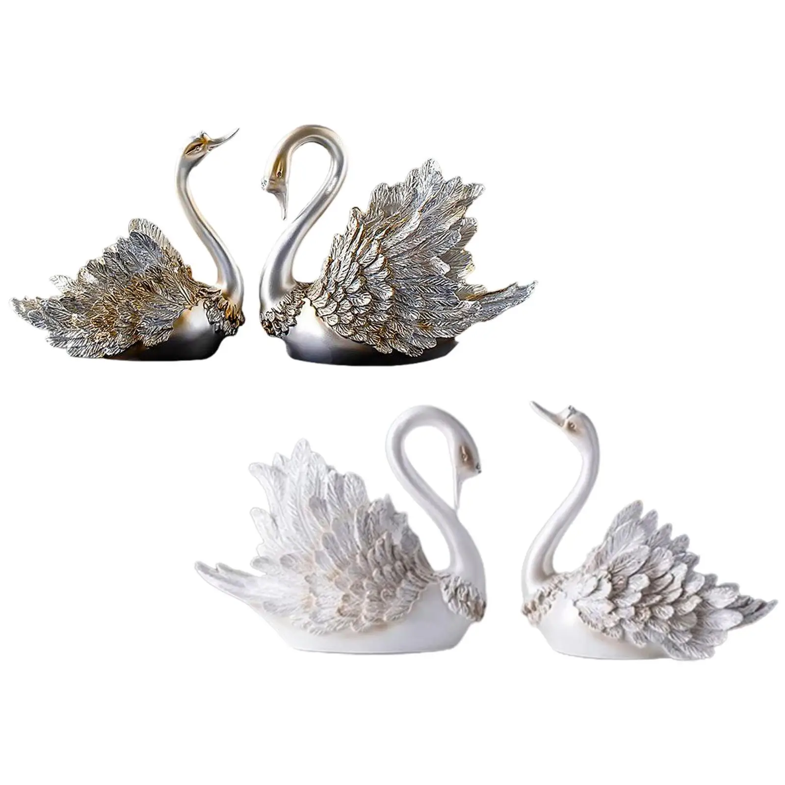 

2 Pieces Swan Sculpture Statues Unique Gift Car Dashboard Decorations Wine Rack Resin Party Love Gift Wedding Swan Figurine