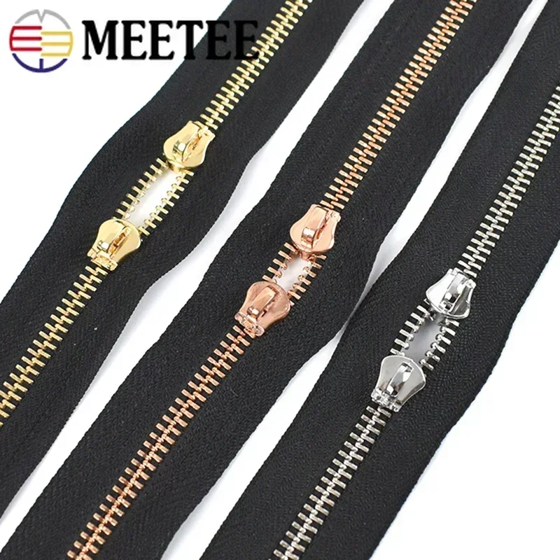 Meetee 10Pcs 3# 5# 8# 10# Zipper Slider for Metal Zip Tape Bag Clothes Zippers Head Pull Repair Kit Luggage Zips Lock Accessory