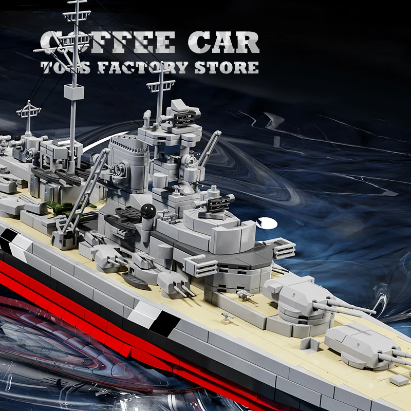 WW2 Navy Warship MOC Mattoni Puzzle Giocattoli Sottomarino Building Blocks Con Base Corazzata tedesca Nave Modello 3D Regali di compleanno per adulti