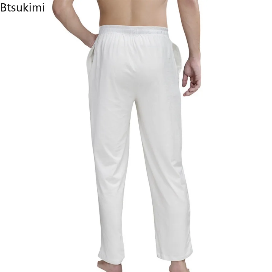 New Men's Simple Pajama Pants Comfort Soft Cotton Home Pants Men Sport Yoga Solid Loose Casual Trousers Lounge Sleep Bottom Male