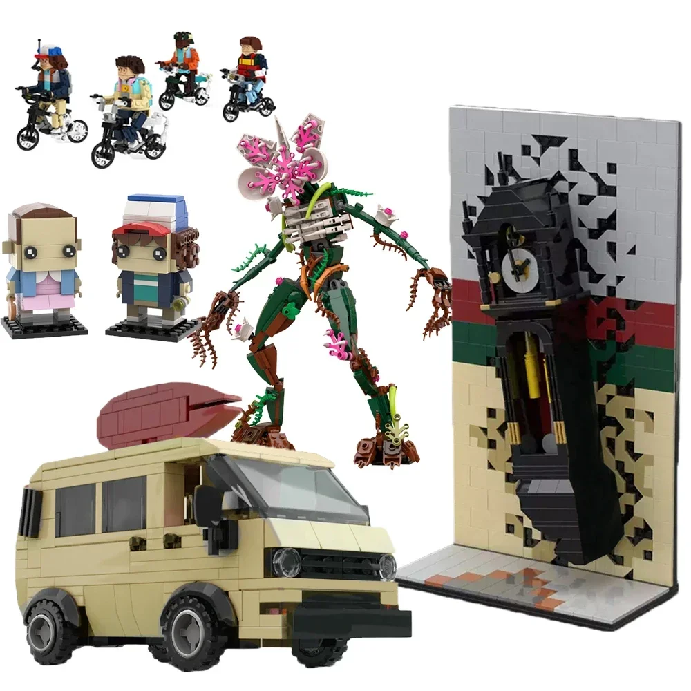 Demodog moc Strangered Things Eddie Munson\'s Campervan Guitar Scene Building Block Model Set Eleven Figure Brick Toy Gift