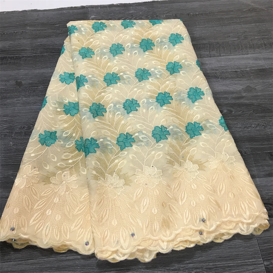 Latest Original Dubai Cotton Lace Swiss Lace Fabric 2024 High Quality Nigerian Dress 5 Yards Afriacn Fabric for Women Sew A3806