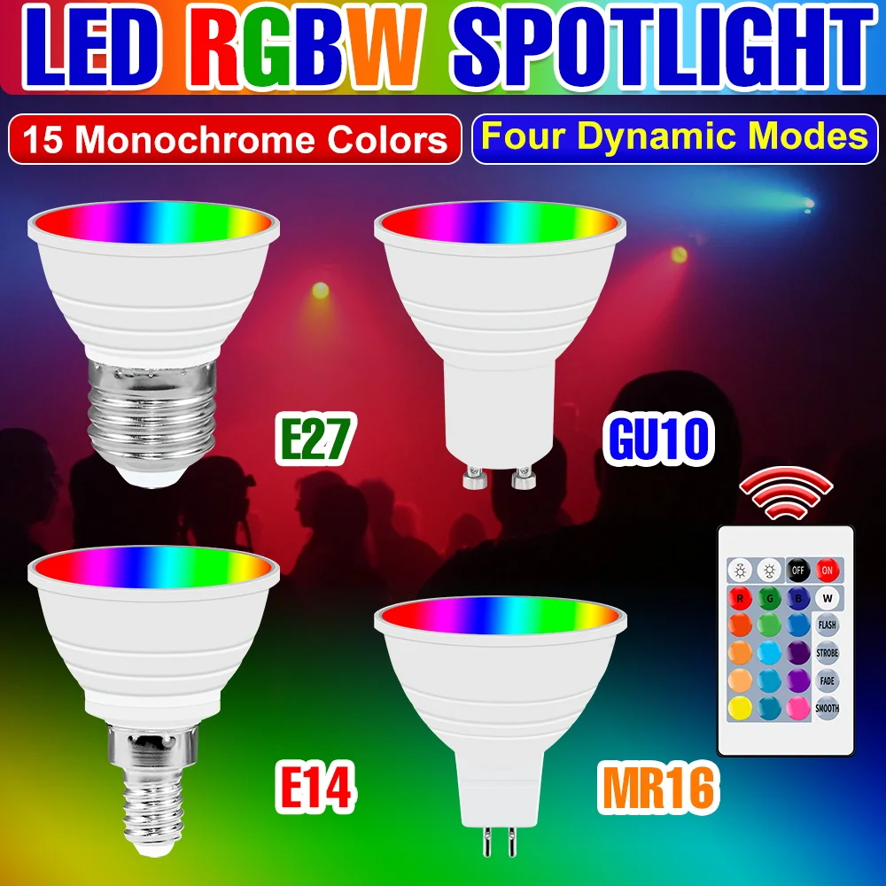 15 واط LED RGB ضوء لمبة E27 مصباح السقف 220 فولت E14 مصابيح الثريا GU10 الأضواء MR16 110 فولت للمنزل حفلة زينة عيد الميلاد