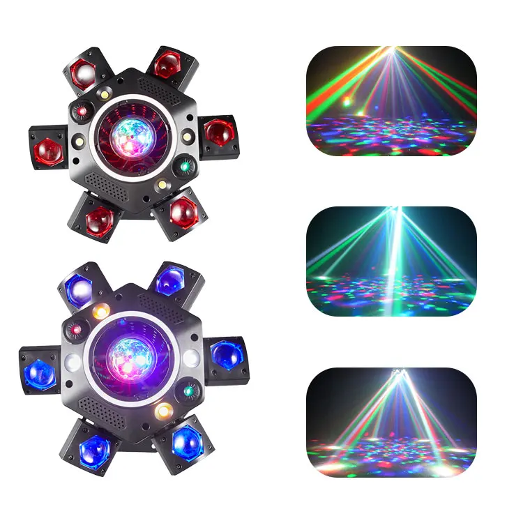 

RGBW LED Moving Head Stage Light with Six Armed Effect DMX512 IP33 CRI95 for KTV Night Club OEM ODM Party Lighting