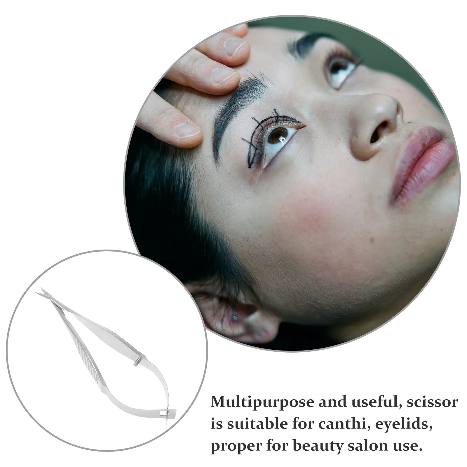 مقص طرف مدبب من الفولاذ المقاوم للصدأ أداة تشذيب جفن العيون كانتشي أداة صالون تجميل معدنية قابلة لإعادة الاستخدام #4