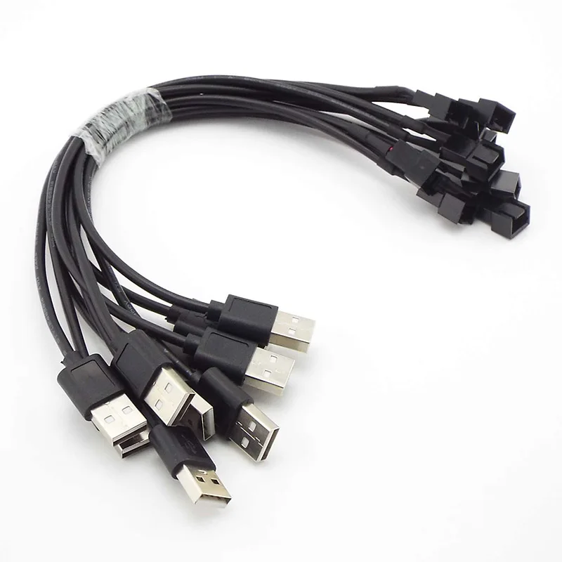 1Pc 5V 30cm 3/4 Pin Computer PC Fan Power Cable Connector Adapter Connect 3pin Or 4pin Fan To USB Adapter Cables W28