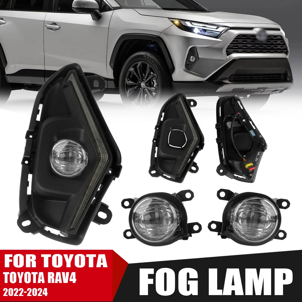 

LED DRL Day Light For TOYOTA RAV4 2021 2022 2023 Daytime Running Light Fog Lamp Bezel Dynamic Sequential Turn Signal+Front bump