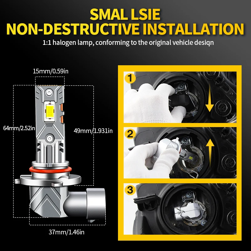 2PCS CANbus 9006 9005 LED Headlight Bulb 60W 20000LM High Low Beam For Chevy Trailblazer 2002-2009 2003 2004 2005 2006 2007 2008 - view 2