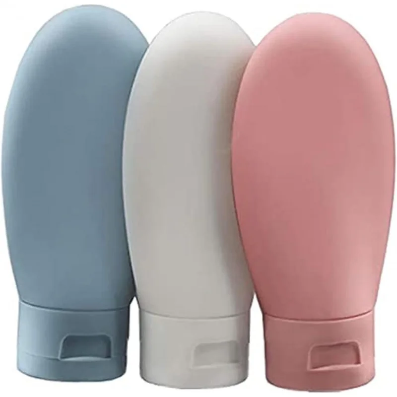 TSA Approved Travel Bottles 3-Pack 2oz 60ml Leak Proof Squeezable Silicone Toiletries Containers For Shampoo Lotion