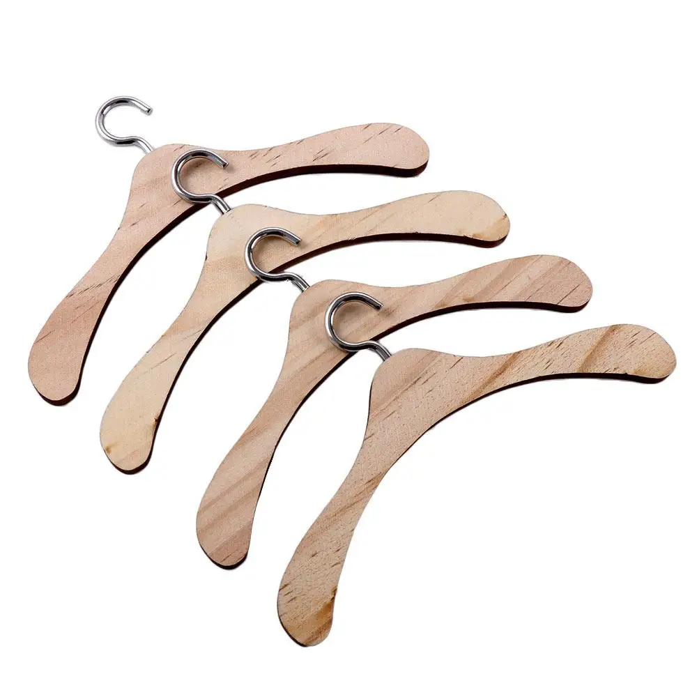 Shirts 4Pcs Non-Slip Wooden Mini Laundry Hook Clothes Hangers Doll Accessories Holder Drying Racks