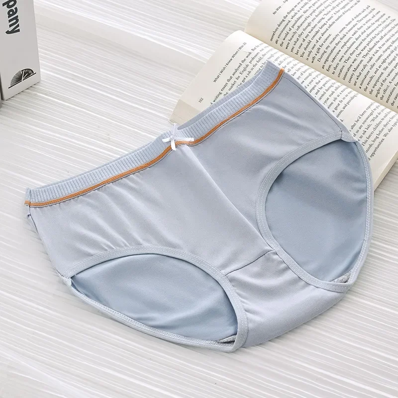 Women\'s Panties  Solid Color Underwear Mid Waist Plus Size Briefs Comfortable Breathable Underpants Female Lingerie