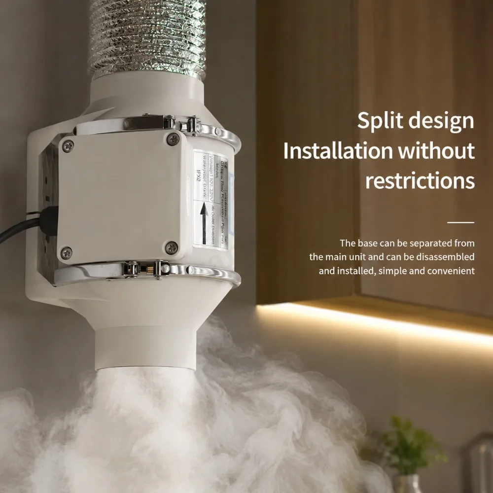 4Inch Two Speed Remote Control Exhaust Fan Silent Inline Pipe Duct Extractor Air Ventilation Blower Kitchen Toilet Wall Booster