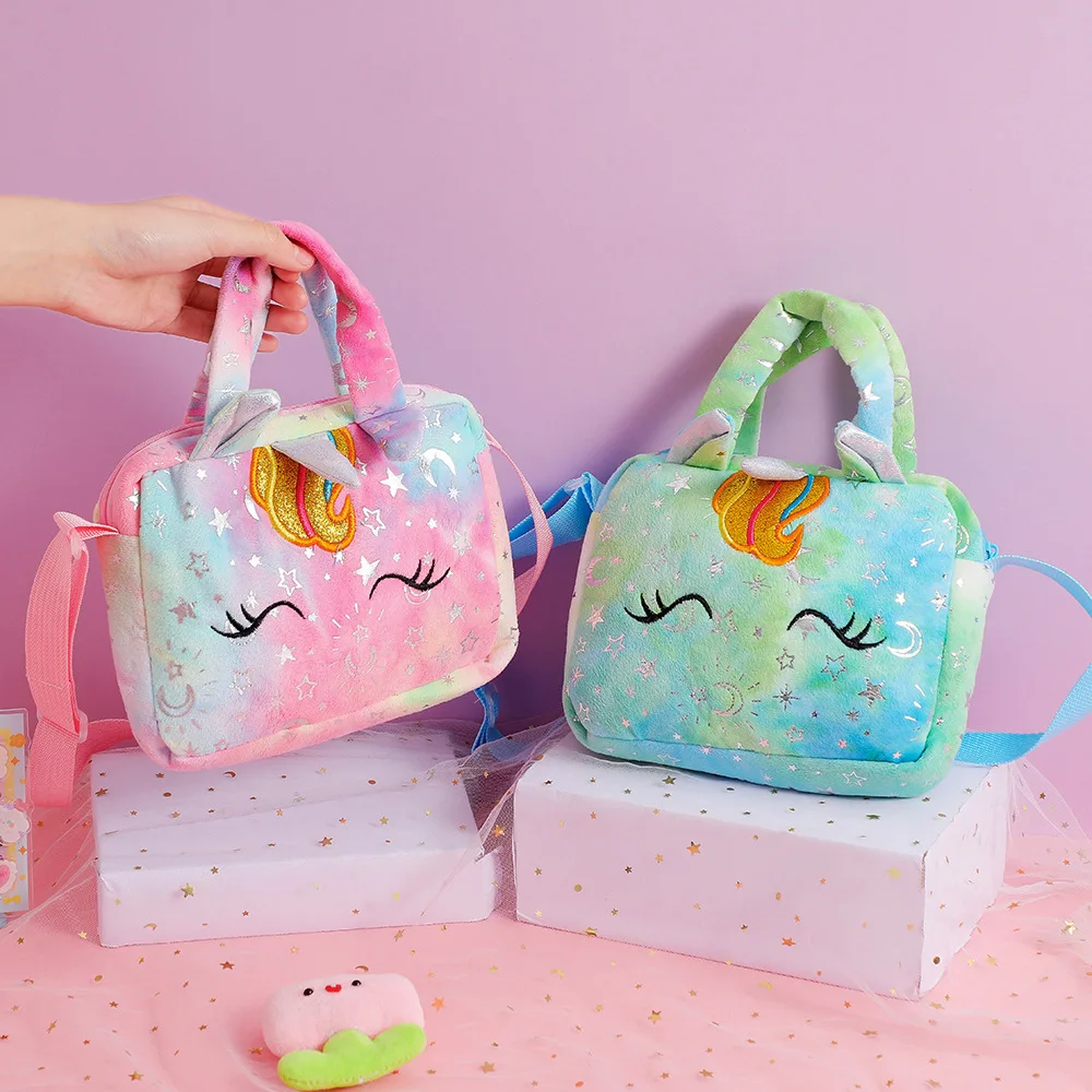 

2025 Sweet Unicorn Handbags For Girls Lovely Kids Crossbody Bag Children Gift Little Girl Small Purse Bag Pink Green Cute Bags