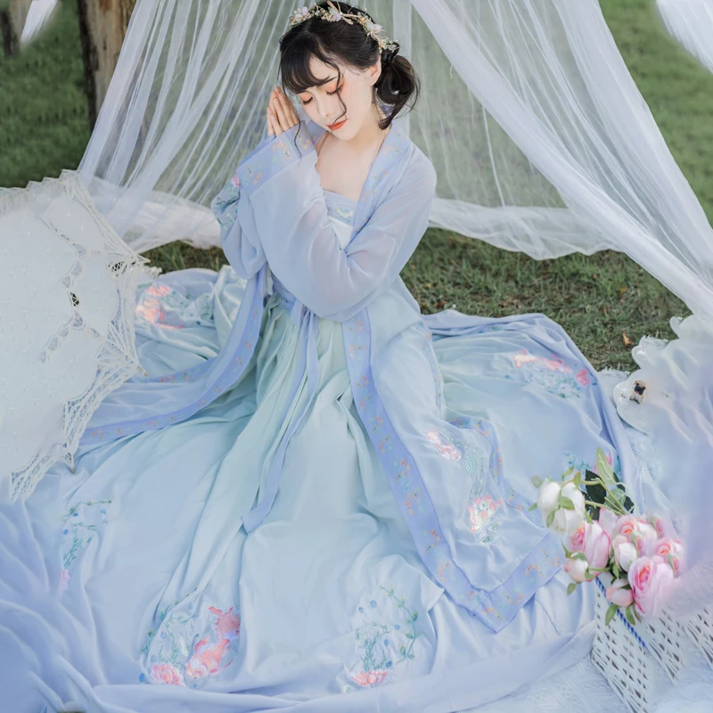 Ancient Traditional Elegant Tang Dynasty Princess Performance Clothes Chinese Dress Oriental Style Fairy Hanfu Costume Cosplay