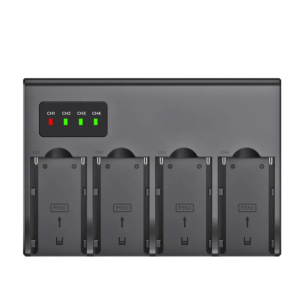 Battery Charger F970 4-Channel 100-240V Battery Intelligent Digital Chargers Four Slot Compatible with F550 F750 EU/US Cable