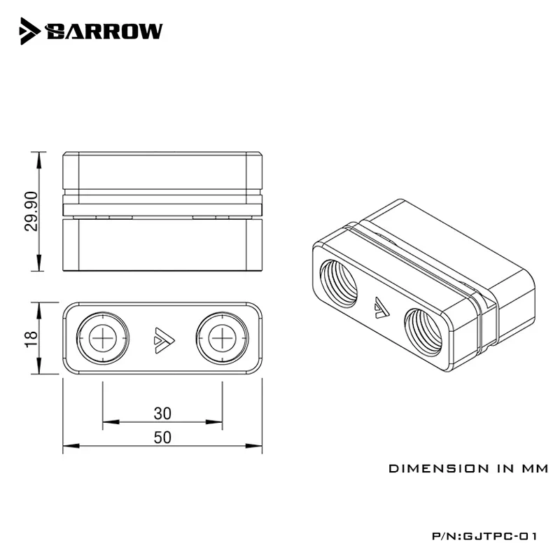 Złączki przelotowe BARROW PCI-E Uchwyt płytki typu przegrodowego Moduł gniazda gwintowanego do zewnętrznego chłodzenia wodą komputera, GJTPC-01 — zdjęcie produktu 3