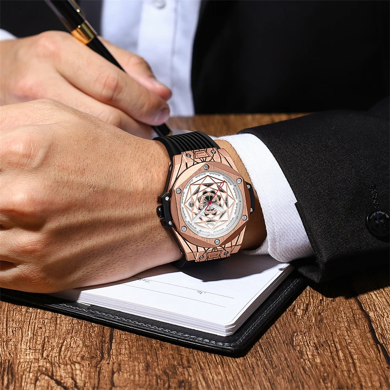 Chenxi นาฬิกาข้อมือผู้ชายยอดนิยม8249, ผู้ชายแฟชั่นสายนาฬิกาซิลิโคนกันน้ำสำหรับกีฬาทหารนาฬิกาลำลอง