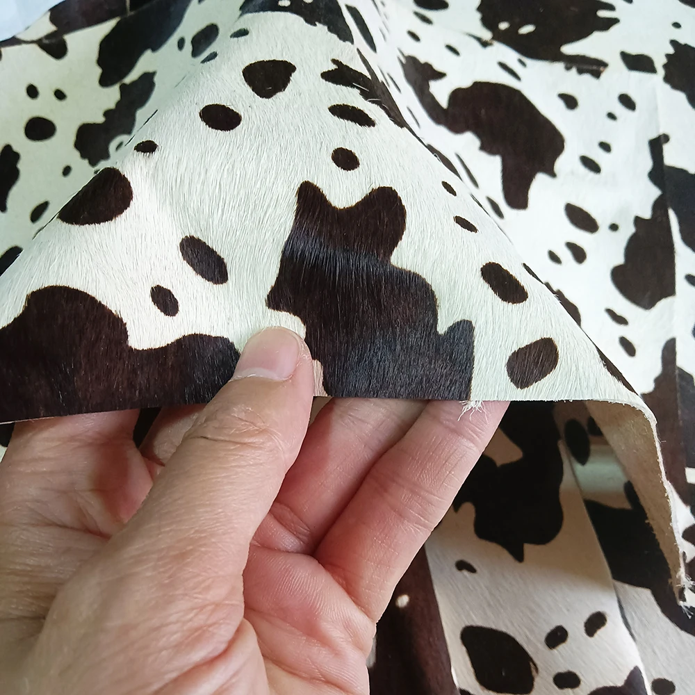 Cow Pattern Fur Integrated Horsehair Leather, Chrome Tanned Leather,Head Layer Cowhide Leather, Handmade DIY Hand Leather, 0.9mm