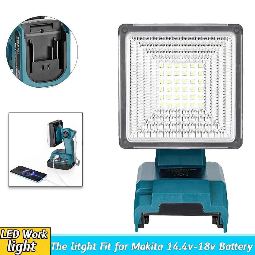 

Portable Outdoor Light LED Cordless Work Light for Makita 18V Li-ion Battery with USB Interface for Work Site and Emergency Use