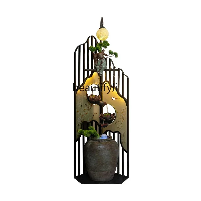 

Asmt52 New Chinese-style Zen office floor-to-ceiling landscape decoration, circulating water, screen ornament, rockery fountain2