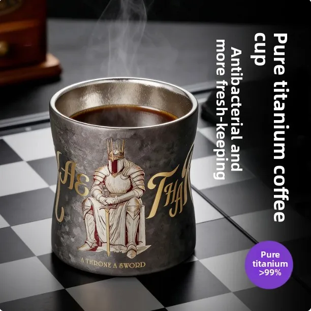 Pure titanium coffee cup New high-end heat insulation New titanium cup for coffee
