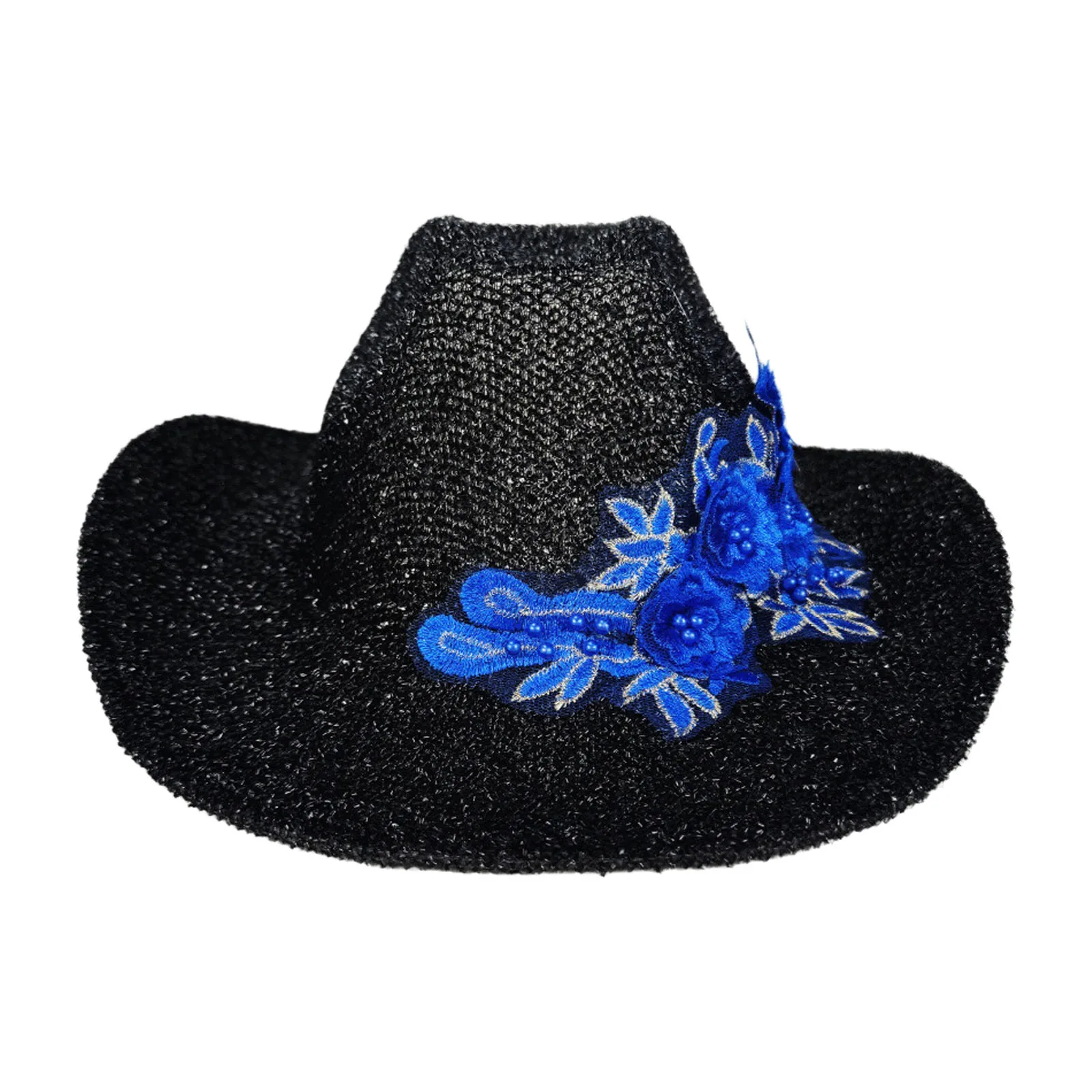 1Pc Cowgirls Hoed Retro Geborduurde Bloem Versierd Hoed Trekkoord Touw Cowboy Cap Voor Carnaval Halloween Party Props Levert