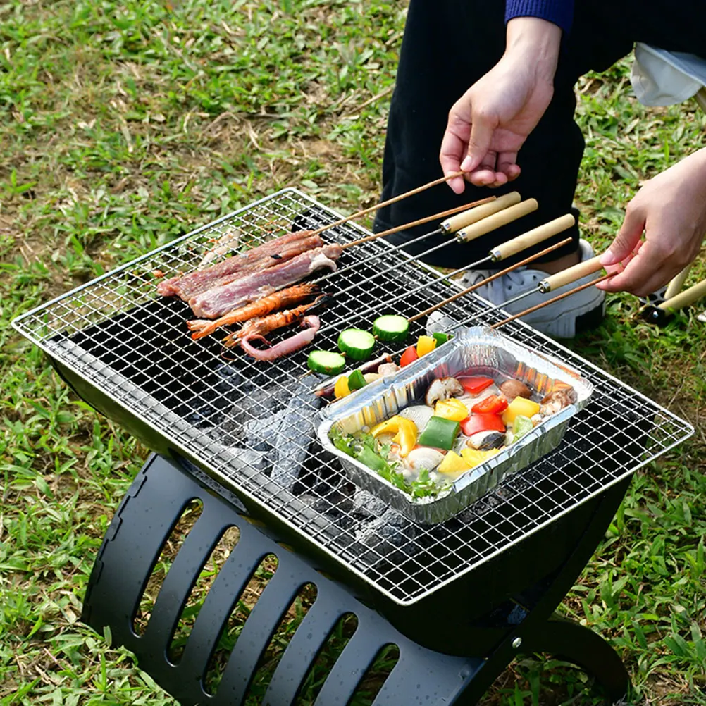 

2 Pcs Stainless Steel BBQ Mesh Grill Net for Vegetables Barbecue Mat Non Stick Novel Design Pad Tools Dishwasher Safe Non-stick