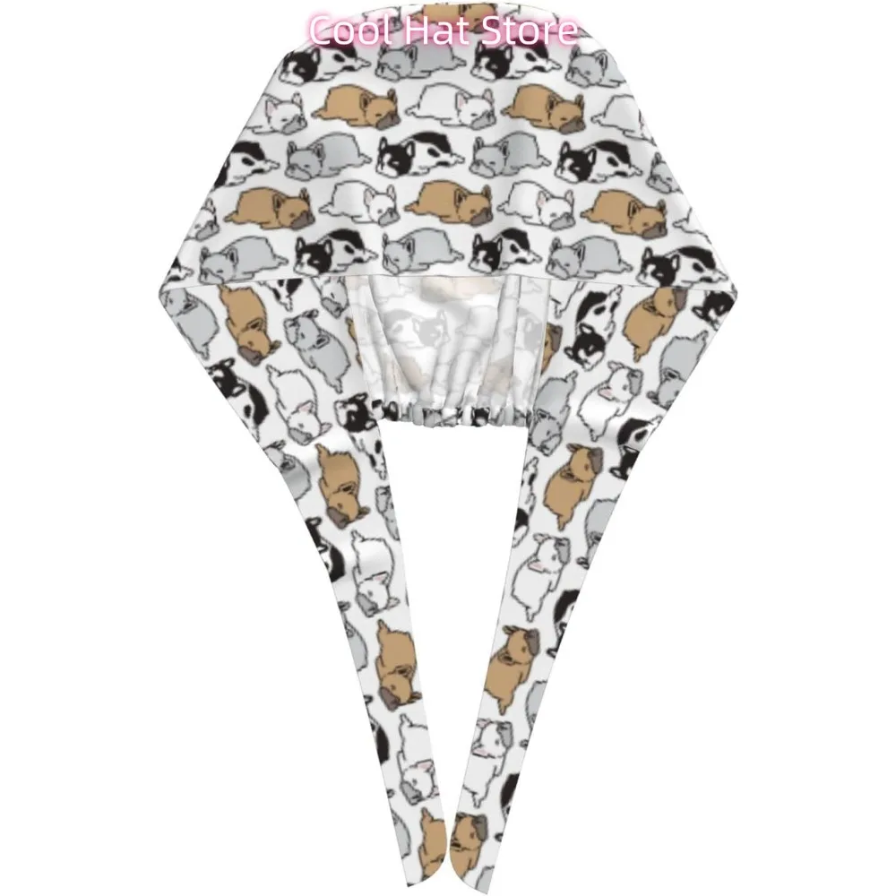 French Bulldog Working Cap with Sweatband Comfortable and Breathable Adjustable for Men Women Scrub Cap