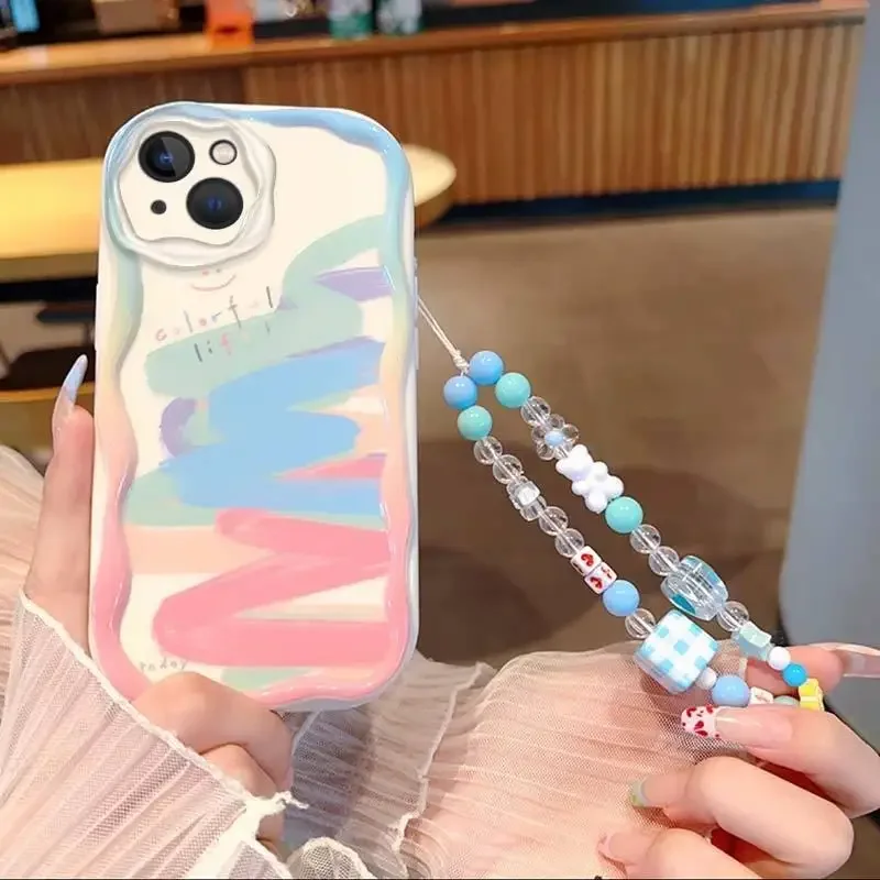 Colorful Smile Lanyard Phone Case For iPhone 11 XR 7 8 Plus 11 12 13 14 15 Pro Max X XS MAX Soft Clear TPU image 6
