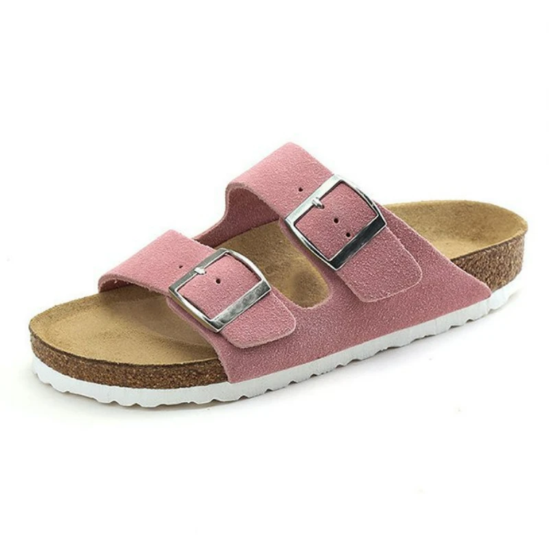 Large Size Flat Bottom Slippers Women's Vintage Belt Buckle Sandals 2025 European And American Trendy Slip-On Shoes