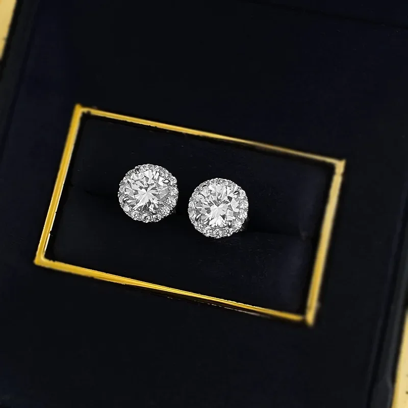 

New 6.0 Round Full Diamond Classic Earrings Inlaid With Super Flash Zircon Noble And Elegant Temperament Jewelry