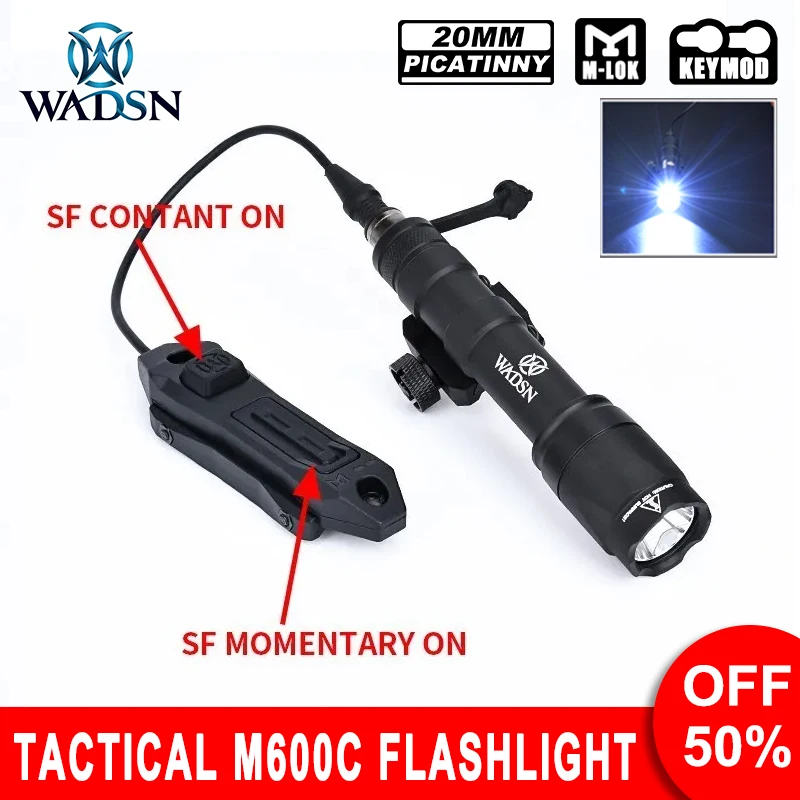 WADSN Tactical M600C M300A Flashlight Remote Dual Function Pressure Switch Fit mlok keymod 20mm Rail Airsoft Hunting Scout Light