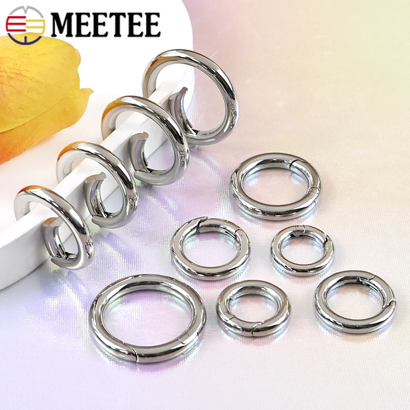 

10/20Pcs 10-35mm Stainless Steel Openable Spring O Ring Clasp Metal Buckle Keychain Snap Hook Carabiner Clip DIY Bag Accessories
