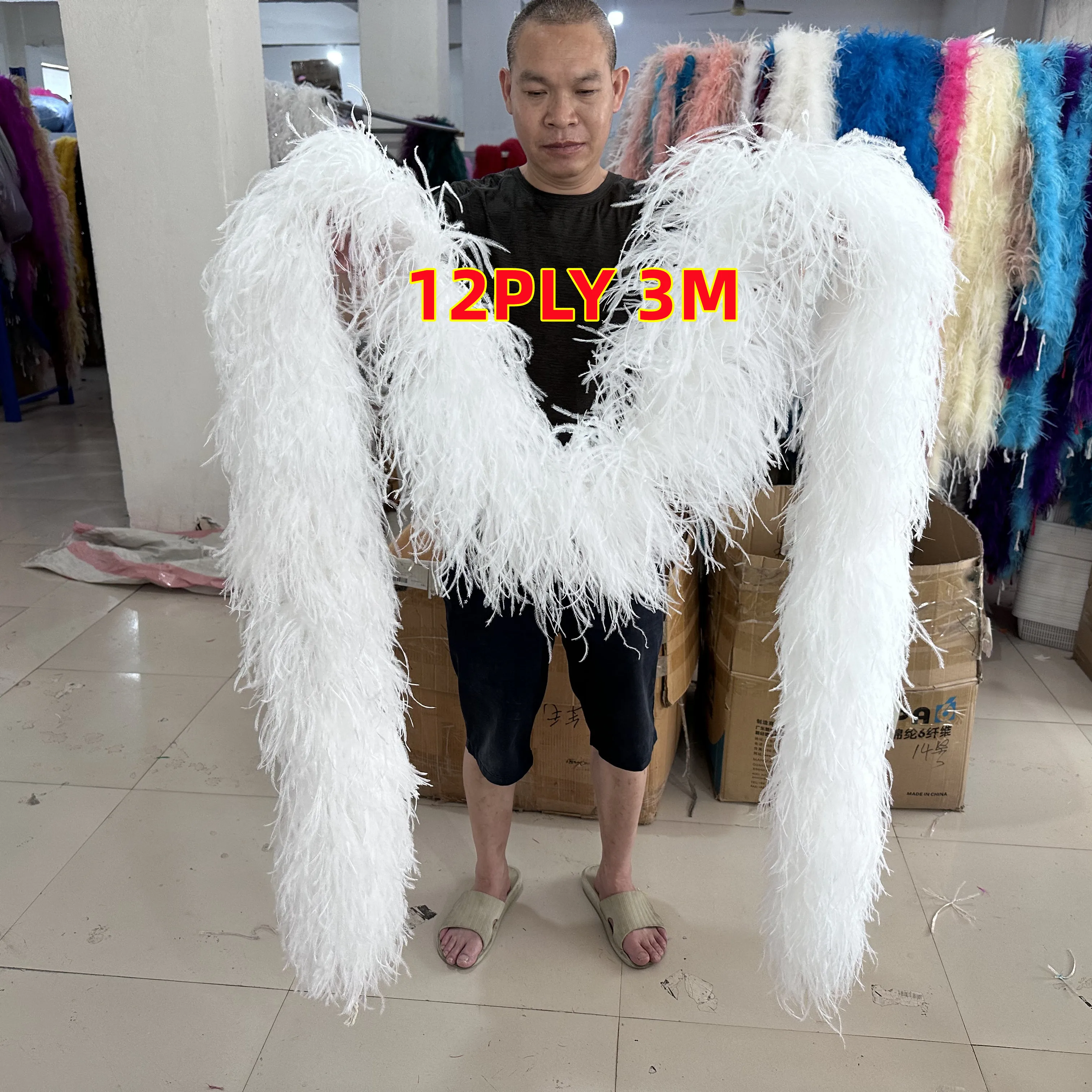 

3Meter Fluffy Ostrich Feather Boa Shawl Natural Ostrich Plume Decoration Ribbon Scarf for Clothes Dresses Accessories Customized