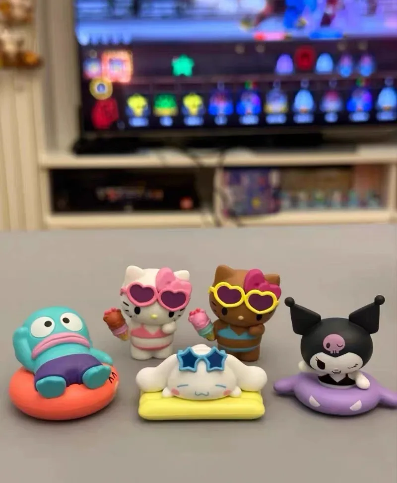 مرحبا كيتي سانريو 5 سنتيمتر الشكل كورومي سينامورول الصيف السباحة دائرة الآيس كريم أنيمي دمية Kawaii هدايا عيد الميلاد للأطفال