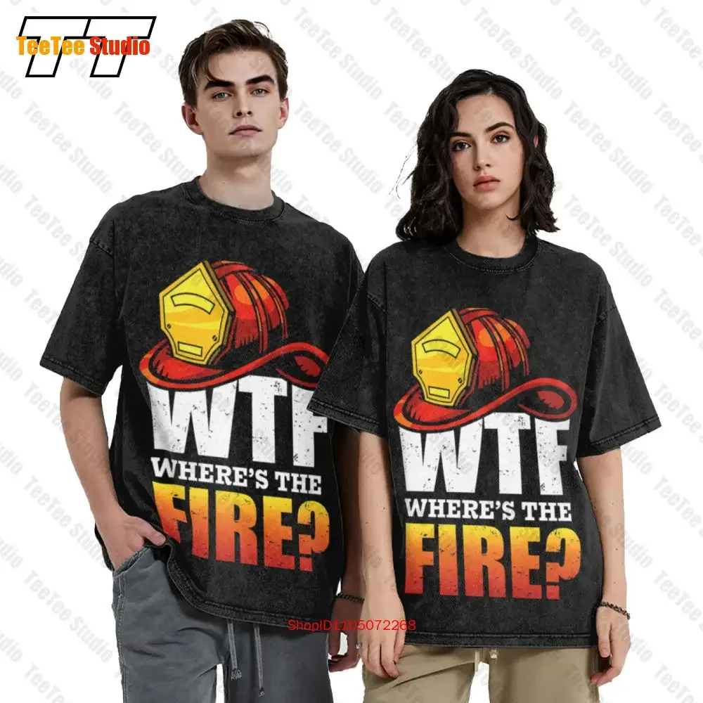 Funny Firefighter Vintage Oversized T-Shirt For Men Fireman Fire Department L3PO