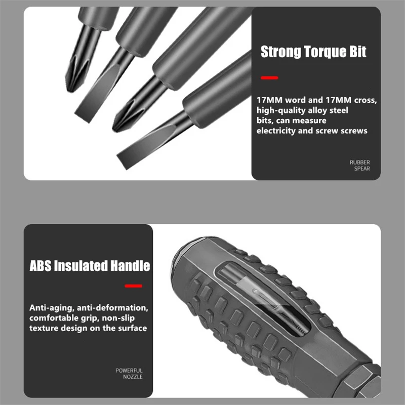 Strong Magnetic Screwdriver Handheld Voltage Tester Pen Zero Line Induction Circuit Detection Electrician Screwdrivers Hand Tool