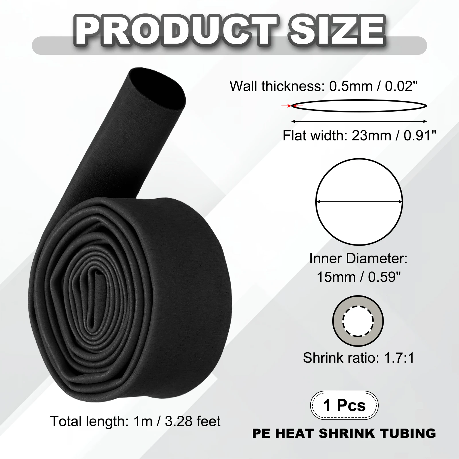 Uxcell 1/3Pcs Fishing Rod Heat Shrink Tube 15-50mm Non Slip Waterproof Shrink Handle Grip Tubing Wrap for Sport Fitness Handle