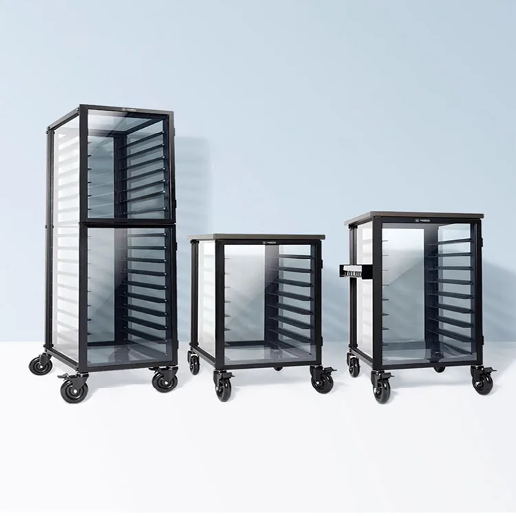 Commercial Kitchen 18 Trays Aluminum Mobile Sheet Bun Pan Racking Storage Tray Bakery Rack Trolley With Casters