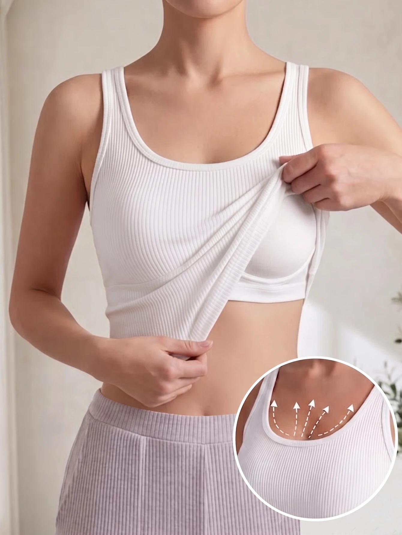 Racerback Tanktop für Damen Ärmelloses Geripptes Gepolstertes Camisole Sommer Casual Sport-Top Weste
