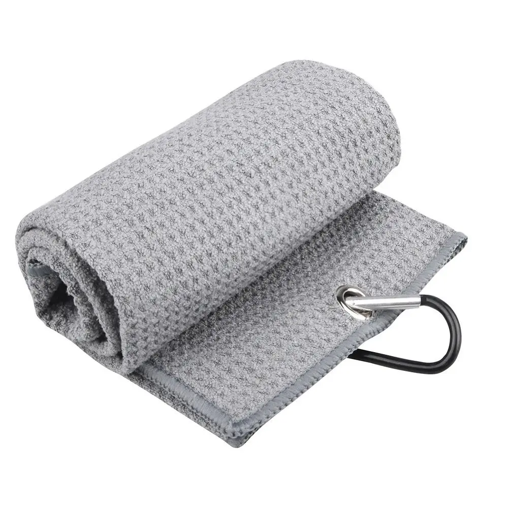 Towel with Hook Carabiner Hook Head Groove Cleaner Set Golf Towel and Brush Golf Cleaning Set Golf Double-sided Cleaning Brush