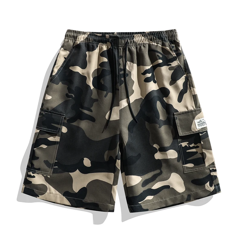 2026 New Men's Camouflage Cargo Shorts with Drawstring & Multi-Pockets Summer Casual Outdoor Fashion Camo Workwear Shorts Men